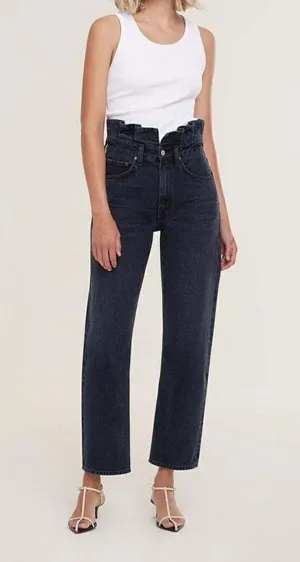 AGOLDE lettuce waist High waist black wash 90's denim jeans size US 29 thumbnail 1