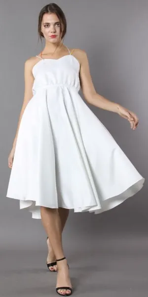 Minusey Luxurious White Cross-Strap Open Back Dress‎ thumbnail 1