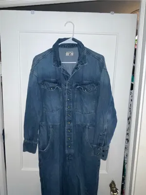 We The Free Blue Denim Coverall Jumpsuit - Size Medium thumbnail 4