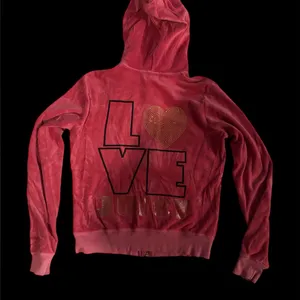 Y2K Vintage Juicy Couture coral Hoodie with Love Graphic bling size large thumbnail 2