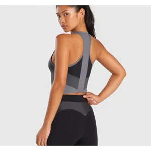 Gymshark Turbo Vest Crop Halter Top Womens Gray Black Performance Athletic READ thumbnail 2