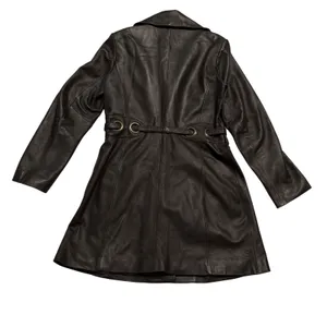 Via Spiga Leather Jacket Women Small Brown Belted Grommet Trench Coat thumbnail 6