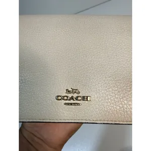 Small Coach Ivory Pebbled Logo Crossbody Detachable Strap Gold thumbnail 2