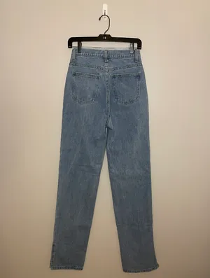 PrettyLittleThing Ripped Waistband High Waist Split Hem Jeans, Size 2 Tall, NWOT thumbnail 9