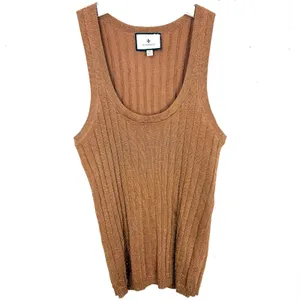 Tuckernuck Ari Knit Tank Top Bronze Brown Metallic Viscose Poly Nylon Medium thumbnail 3
