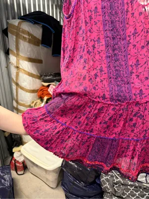 Poupette St. Barth Pink and Purple Floral Tiered Mini Dress thumbnail 2