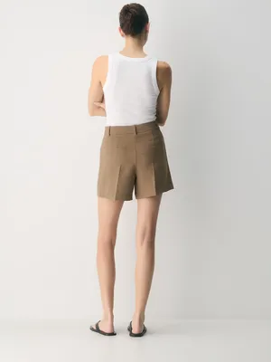 Aritzia The Effortless Short Mid-Thigh Crepette folio taupe brown size 8 thumbnail 3
