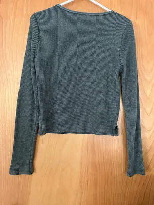 Green Waffle Knit Long Sleeve Size M thumbnail 4