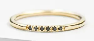 NEW Women's Dainty 14k Gold Plated S925 Black Melee Diamond Ring Size 6‎ thumbnail 1