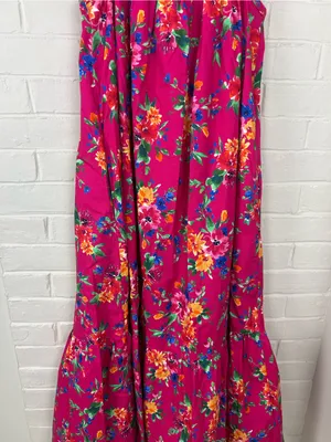 Petite Plume Pink Floral Casual Cotton Midi Dress Size M thumbnail 4