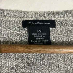 Calvin Klein Jeans Sweater Womens L Gray Marled V Neck Long Sleeve Pullover thumbnail 4