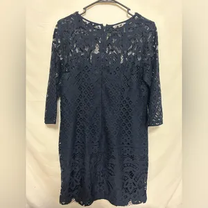 Loft Navy‎ Shift Dress with Lace Shell Size 4 thumbnail 4