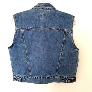 VTG Calvin Klein Denim Cropped Vest USA Made Retro 90s Downtown Indie Jean Top M thumbnail 3