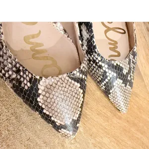 Sam Edelman Black Tan Snakeskin‎ Slingback Kitten Heel Pumps 7.5 *flaw thumbnail 3