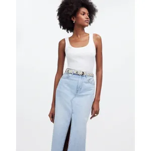 Madewell The Rilee Denim Midi Skirt Fitzgerald Wash Front Slit NWT‎ Size 31 thumbnail 2