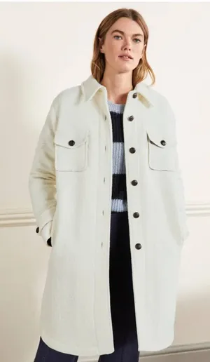 Boden‎ texture wool over shirt Button-Front Wool-Blend Coat 10 nwt thumbnail 1