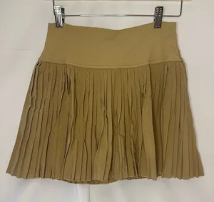 SANTINY Pleated Tennis Skirt for Women with Pockets Shorts High Waist Medium Tan thumbnail 1
