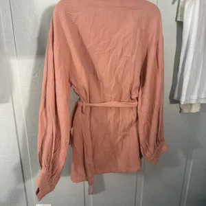 Nordstrom Peach Long Sleeve Wrap Top Size Medium NWT thumbnail 6