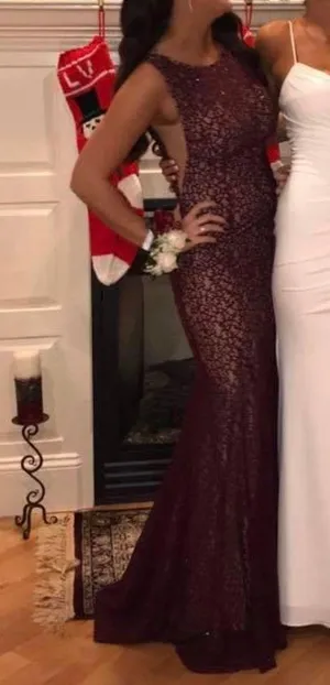 Jovani Wine Prom Gown thumbnail 3