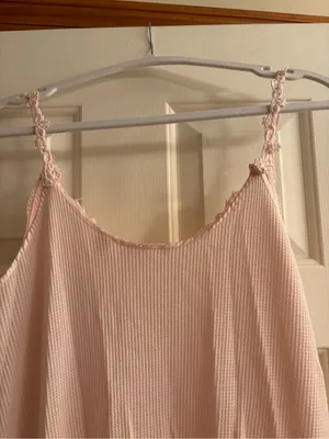 Victoria's Secret Pale Pink Lace-Trim Waffle Slip thumbnail 4