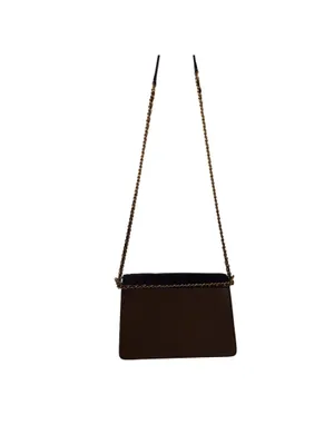 Tory Burch Black Brown Croc Embossed Leather ChainCrossbody Bag Purse thumbnail 7