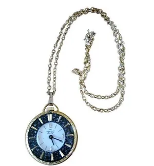 Vintage American Heritage Pocket Watch Necklace Pendant Gold Tone Swiss Untested thumbnail 1