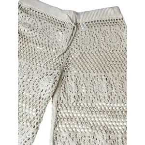 Aerie Womens XL Crochet Wide Leg Pants Cream Knit Beach Cover Up 0701-8501 NEW thumbnail 3