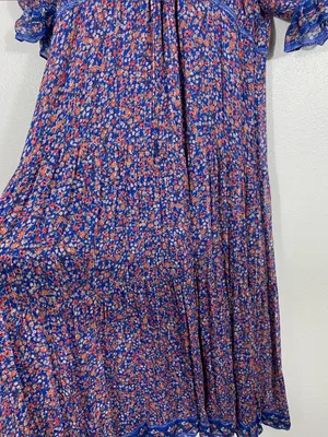 SAYLOR Blue Multi Floral Puff-Sleeve Maxi Dress Size L 90% Viscose thumbnail 4