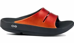 OOFOS Slide Sandal in Red-to-Orange Gradient with Black Sole thumbnail 1