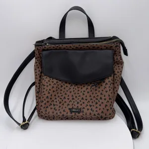 Relic by Fossil Brown With Black Hearts Convertible Backpack Purse Travel Casual thumbnail 1