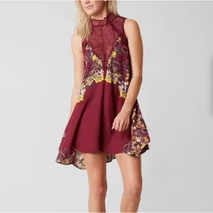 Free People Intimately Dress SZ Medium Marsha Lace Slip NWT Wine Floral Boho thumbnail 4
