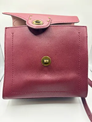 Lauren Ralph Lauren Burgundy Top-Handle Satchel with Gold Hardware thumbnail 2