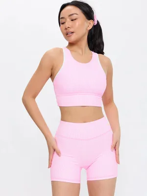 Buffbunny Geo Sports Bra Pink Gingham - Large thumbnail 1
