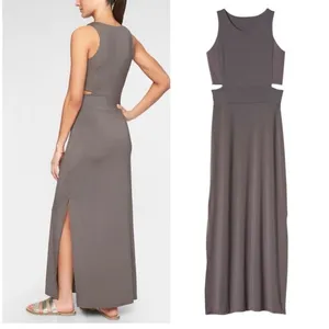 NWT Athleta Side Cut Out Maxi Dress in Silver Bells thumbnail 3