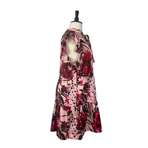 Tommy Hilfiger New Shift Dress Ruffle Tie Neck Pink Red Floral Women’s Size 16 thumbnail 3