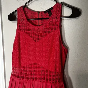 Material Girl Red Maxi dress Layered Mini Skirt‎ Sleeveless size S illusion thumbnail 3