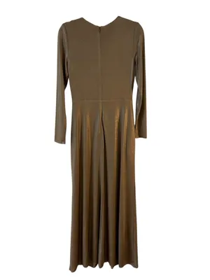 Lauren Ralph Lauren Nadira Metallic Gold Twist Front Gown Dress Size 6 thumbnail 4