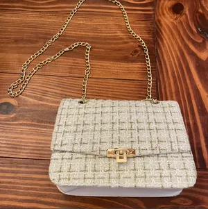 Gold & Cream tweed purse thumbnail 1