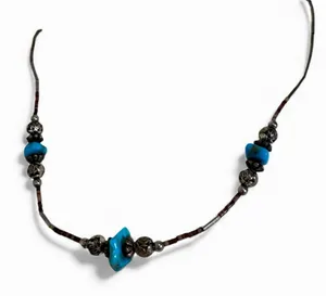 Vintage Silver Tone Southwestern Style Beaded Necklace Turquoise Beads thumbnail 1