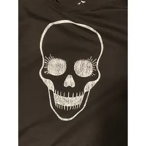 Source Unknown Halloween Long Sleeve Black Shirt with Skull Logo. Size Large thumbnail 5
