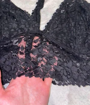 true black lacy bralette thumbnail 2