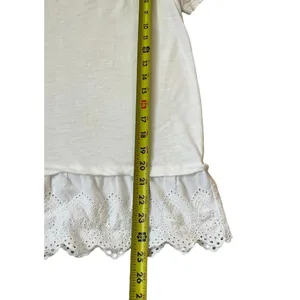 Loft White Crew Neck Eyelet Trim Short Sleeve Women's Top Size XS | 22-11 thumbnail 6