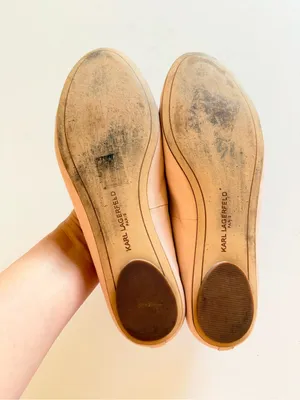 Karl Lagerfeld Leroux leather ballet flats, blush pink black trim, sz 7 thumbnail 9