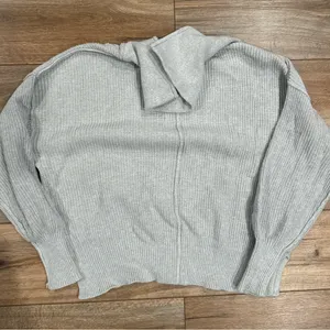 AERIE Gray Oversized Quarter-zip Mid-weight Sweater | Women’s Size XS thumbnail 3
