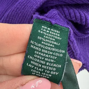 Lauren Ralph Lauren Sweater‎ Womens S Purple Batwing Ribbed Boatneck Minimalist thumbnail 5