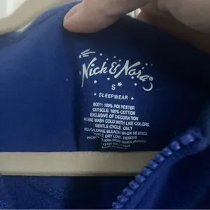 Nick & Nora Sock Monkey Footed Pjs Pajamas Size S Sleepwear Blue Fleece Pockets thumbnail 5