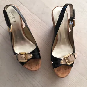 Guess by Marciano 4 inch wedges patent black leather thumbnail 1