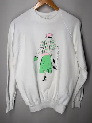 Vintage 80s Anvil Neon Fashion Graphic Sweatshirt New Wave Retro Streetwear thumbnail 1