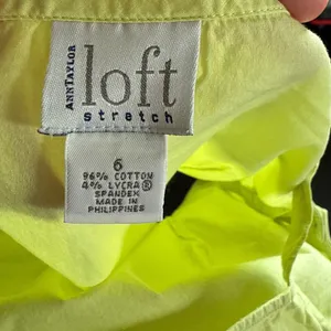 Loft Square Neck Tank Top Side Button Detail Sleeveless Chartreuse Size 6 thumbnail 4