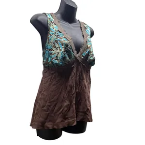 Bisou Bisou Y2K Lace Floral Silk Cami Tank Top thumbnail 3